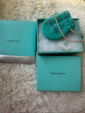 Tiffany & Co. Sterling Silver Bead Necklace with Tiffany Blue Pouch